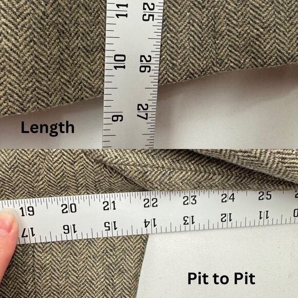 Kate Hill Wool Blend Herringbone Lightweight Blazer Faux Fur Collar Jacket 14W - Picture 13 of 14